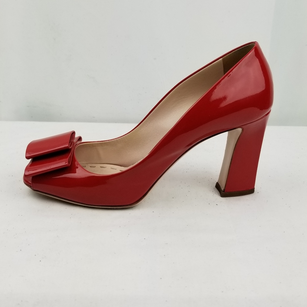 Miu Miu Prada Patent Peep Toe Heel Pumps size 38.5